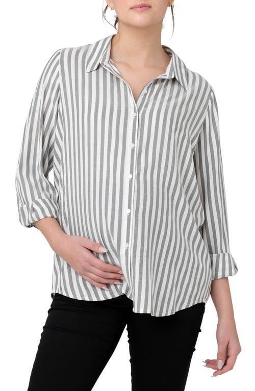 Ripe Maternity Womens Lou Button Up Stripe Shirt Black Black / white Product Image