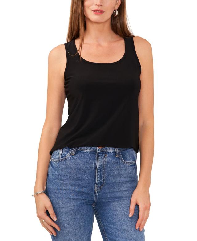 Sam & Jess Womens Square-Neck Keyhole Split-Hem Sleeveless Top Product Image