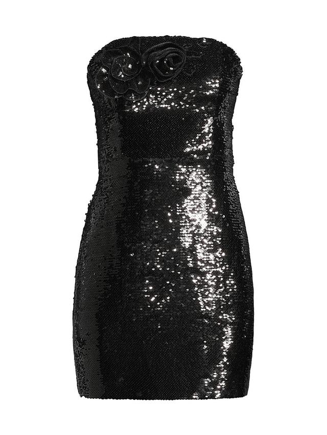 Womens Sascha Strapless Sequin Rosette Minidress Product Image