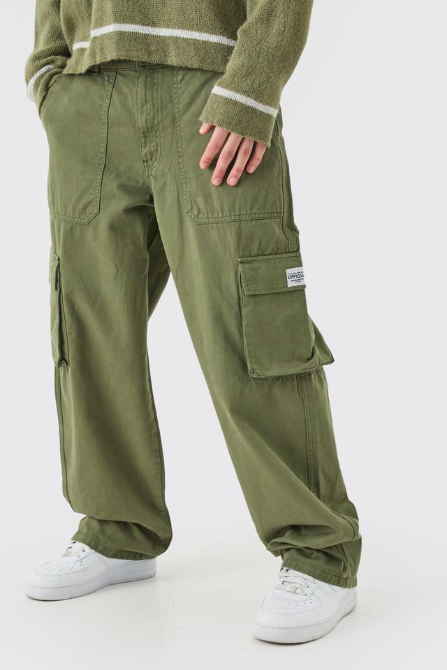 Fixed Waist Cargo Zip Pants With Woven Tab | boohooMAN USA Product Image