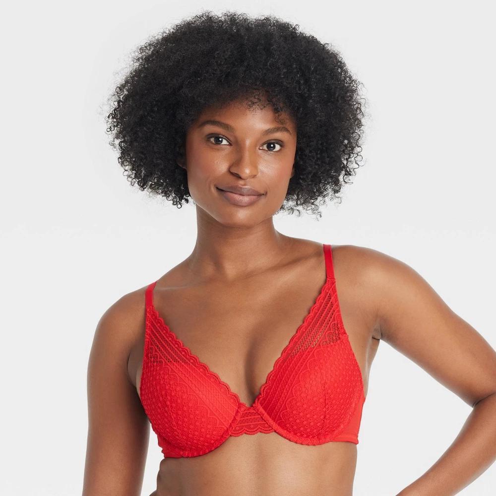 Womens Plunge Push-Up Bra - Auden Wowzer Red 32C Product Image