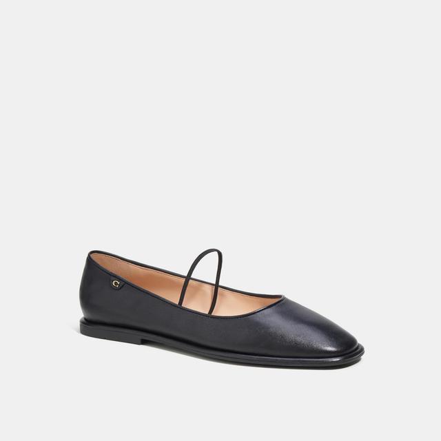 COACH Emilia Leather Square Toe Mary Jane Flats Product Image