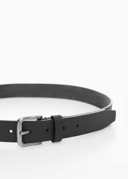 MANGO MAN - Leather belt with square buckle blackMen Product Image