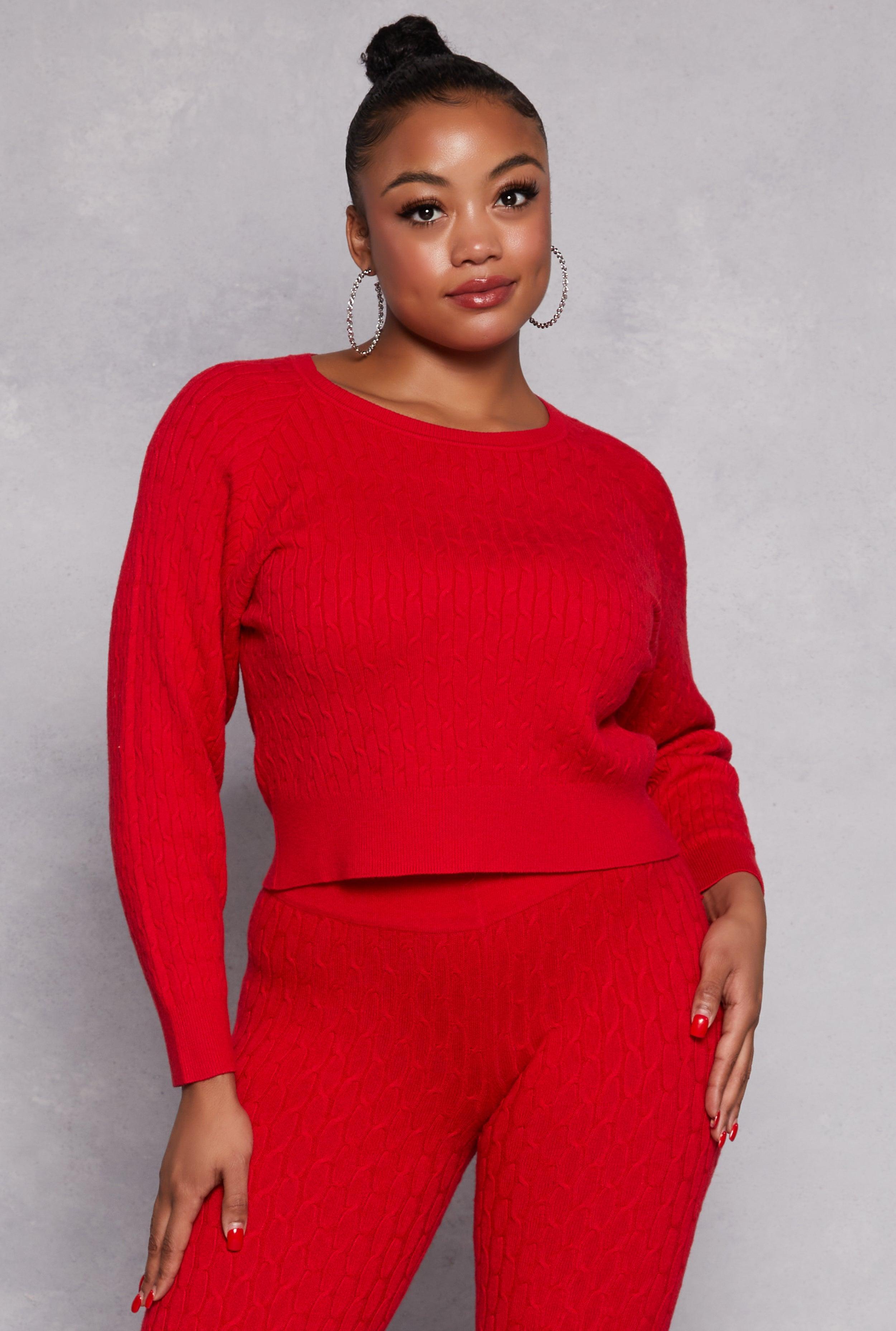 Womens Plus Size Daisy Cable Knit Sweater product image