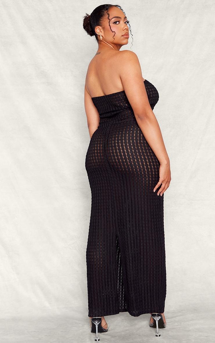 Plus Black Textured Wave Bandeau Midaxi Dress Product Image