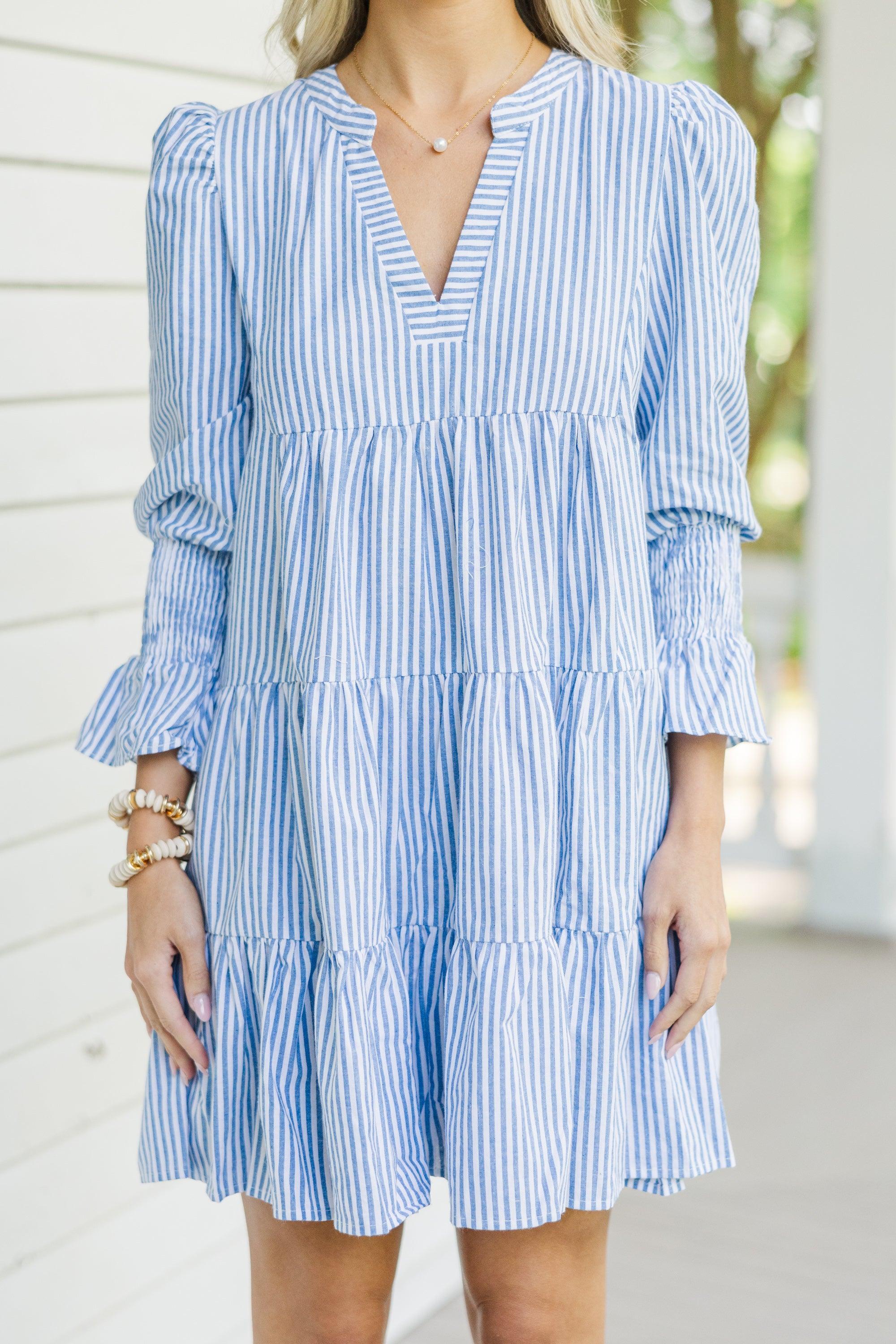 In Your Happy Place Blue Striped Dress Female Product Image