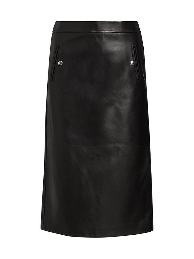 Womens Snap Leather Midi-Skirt Product Image