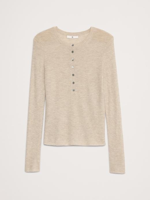 Caro Lightweight Cashmere Henley Sweater Product Image