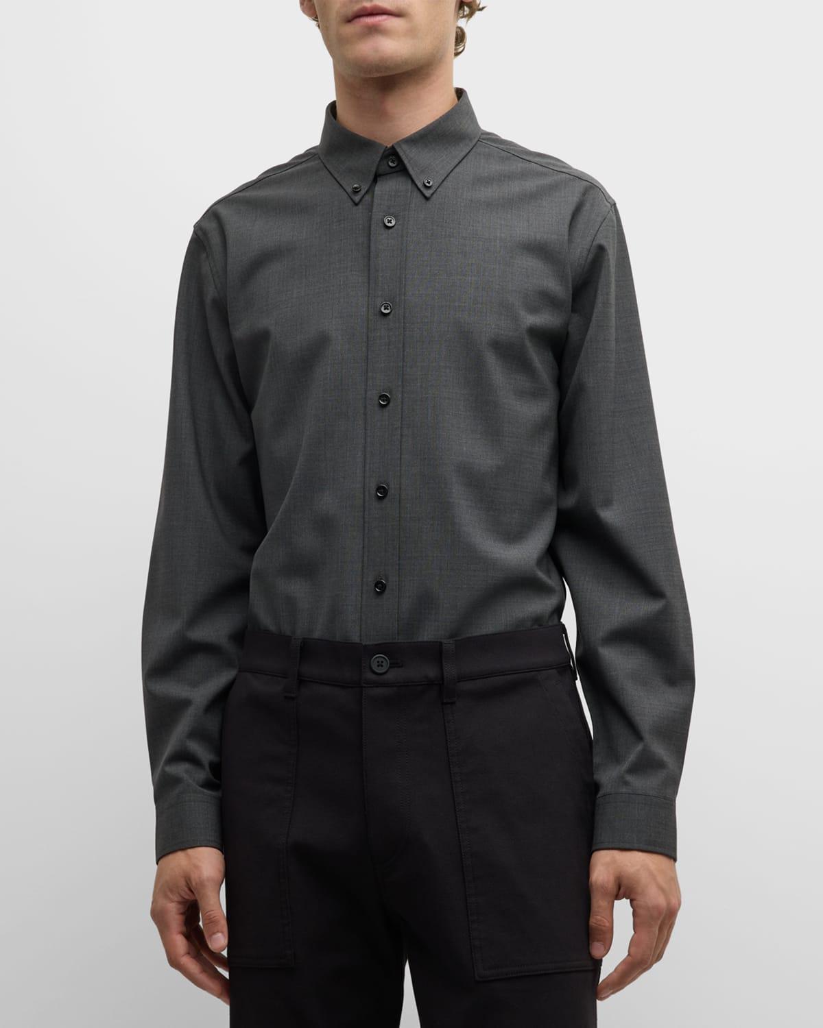 Theory Hugh Stretch Virgin Wool Button-Down Shirt Product Image