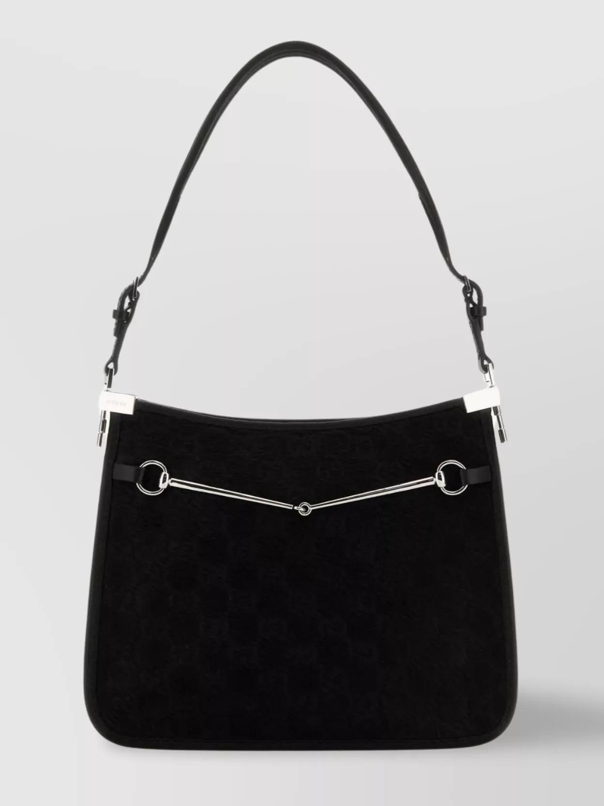 Small Horsebit Monogram Chain Shoulder Bag In Black Product Image