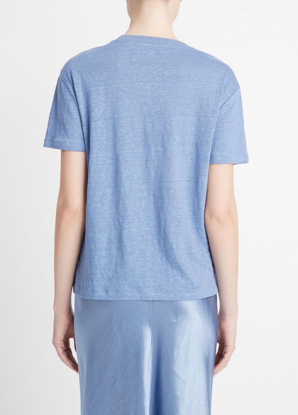 Linen Drop-Shoulder Crew Neck T-Shirt Product Image