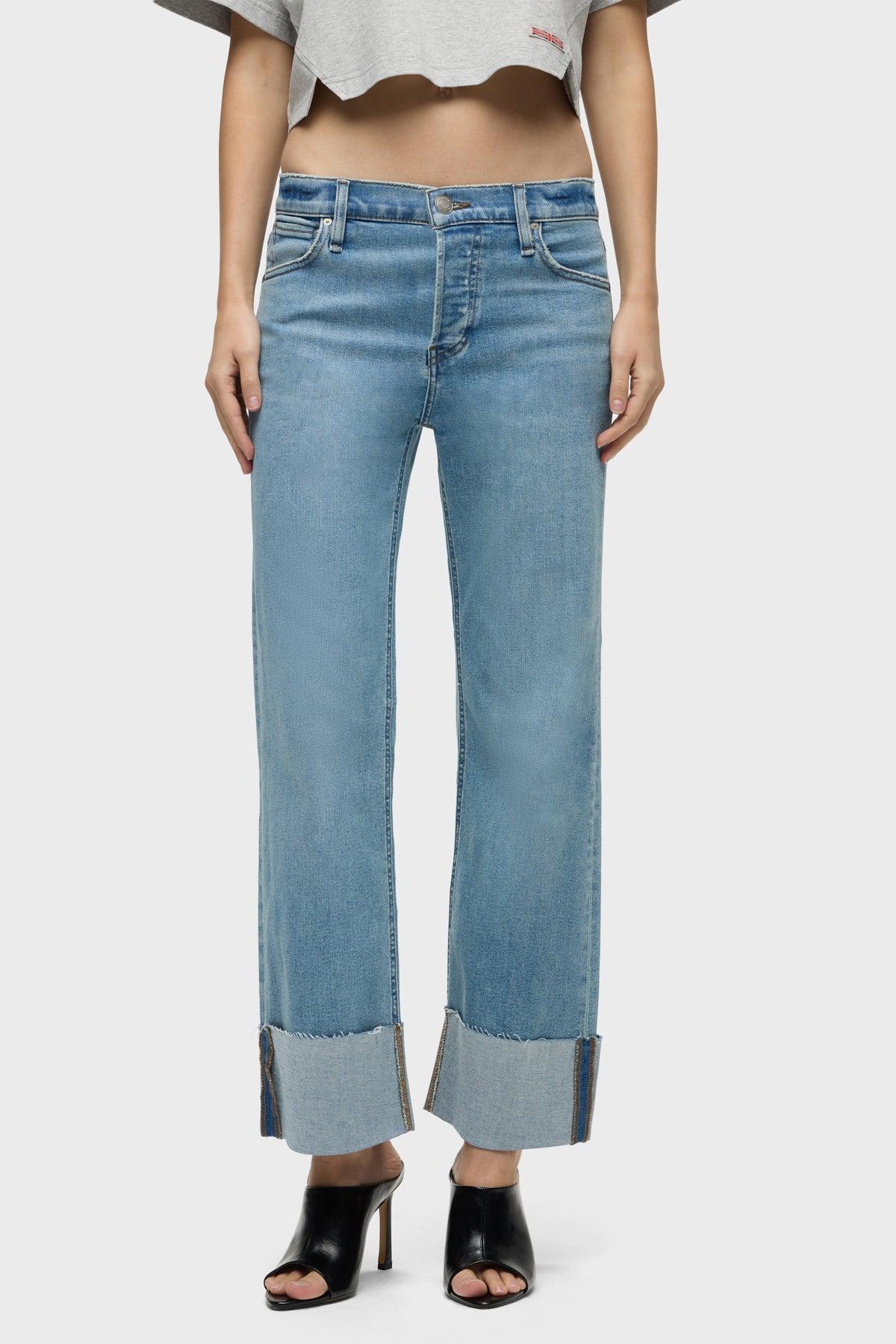 Hudson Rosie Mid-Rise Wide Leg Jean w/ Cuff in Oak Product Image