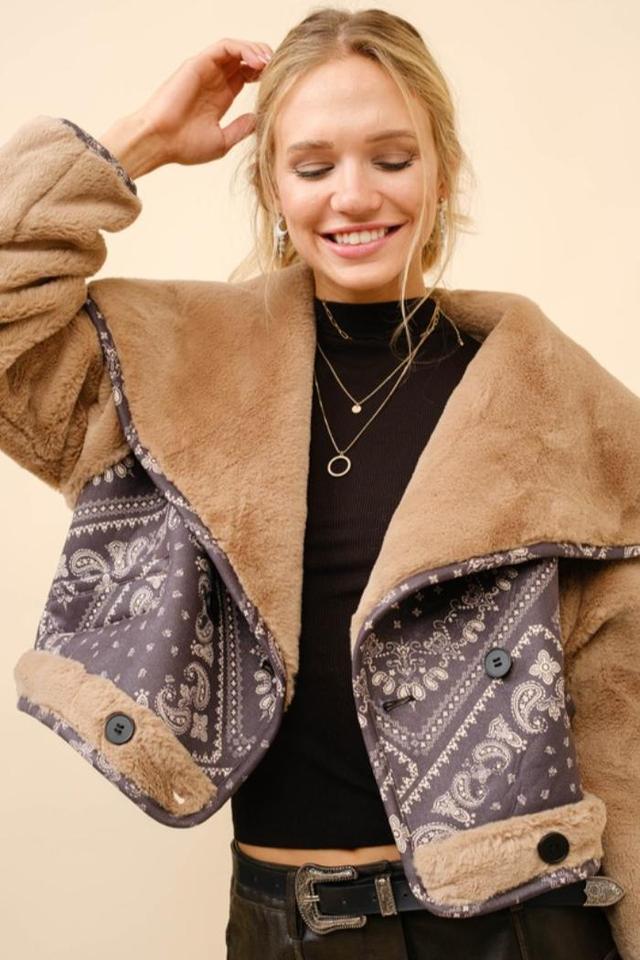 Bandana Fur Cropped Jacket Product Image