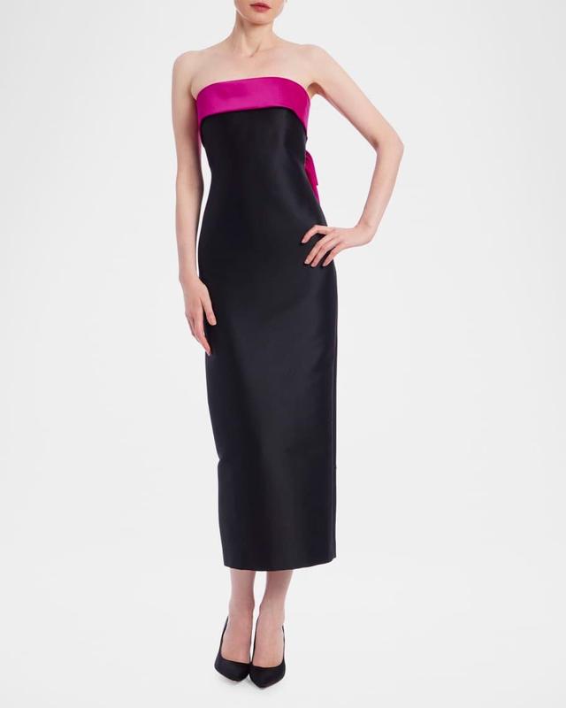 Strapless Two-Tone Bow Midi Dress Product Image