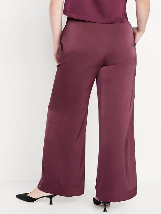 High-Waisted Satin Super Wide-Leg Pants Product Image