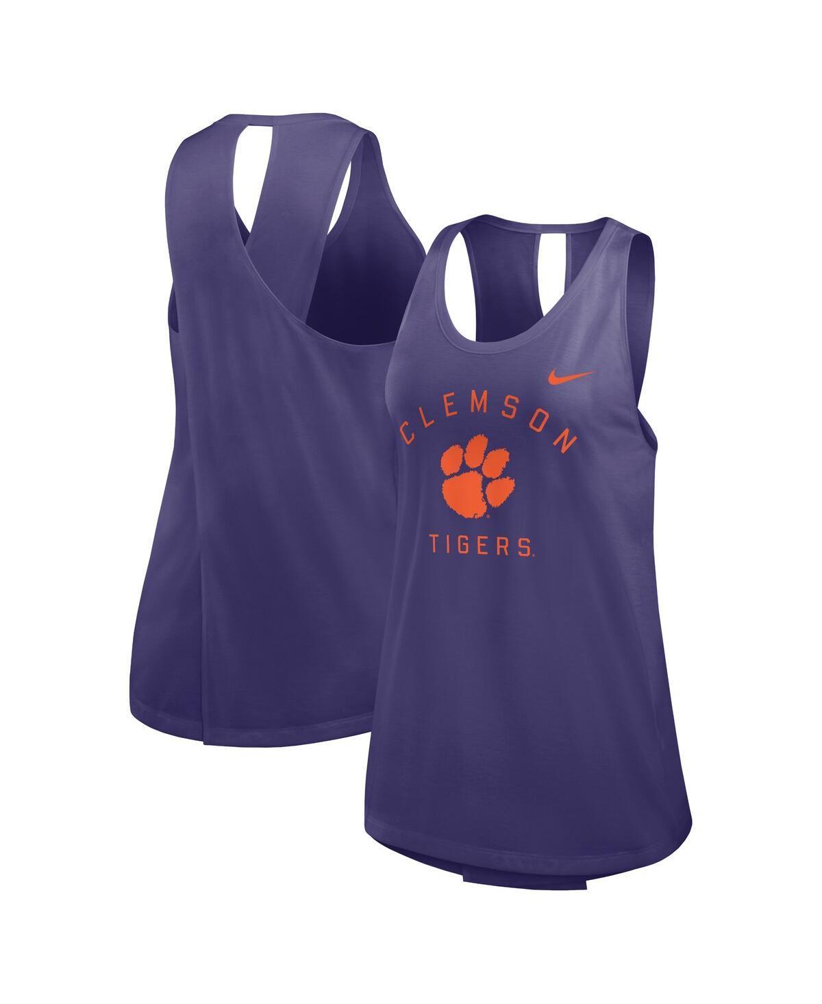 Nike Womens Purple Clemson Tigers Primetime Open Back Tank Top Product Image