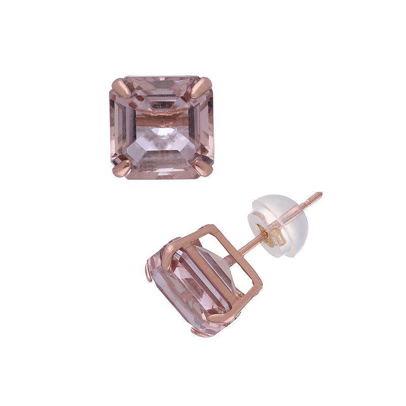 Designs by Gioelli 14k Rose Gold Simulated Morganite Stud Earrings, Womens, Pink Product Image