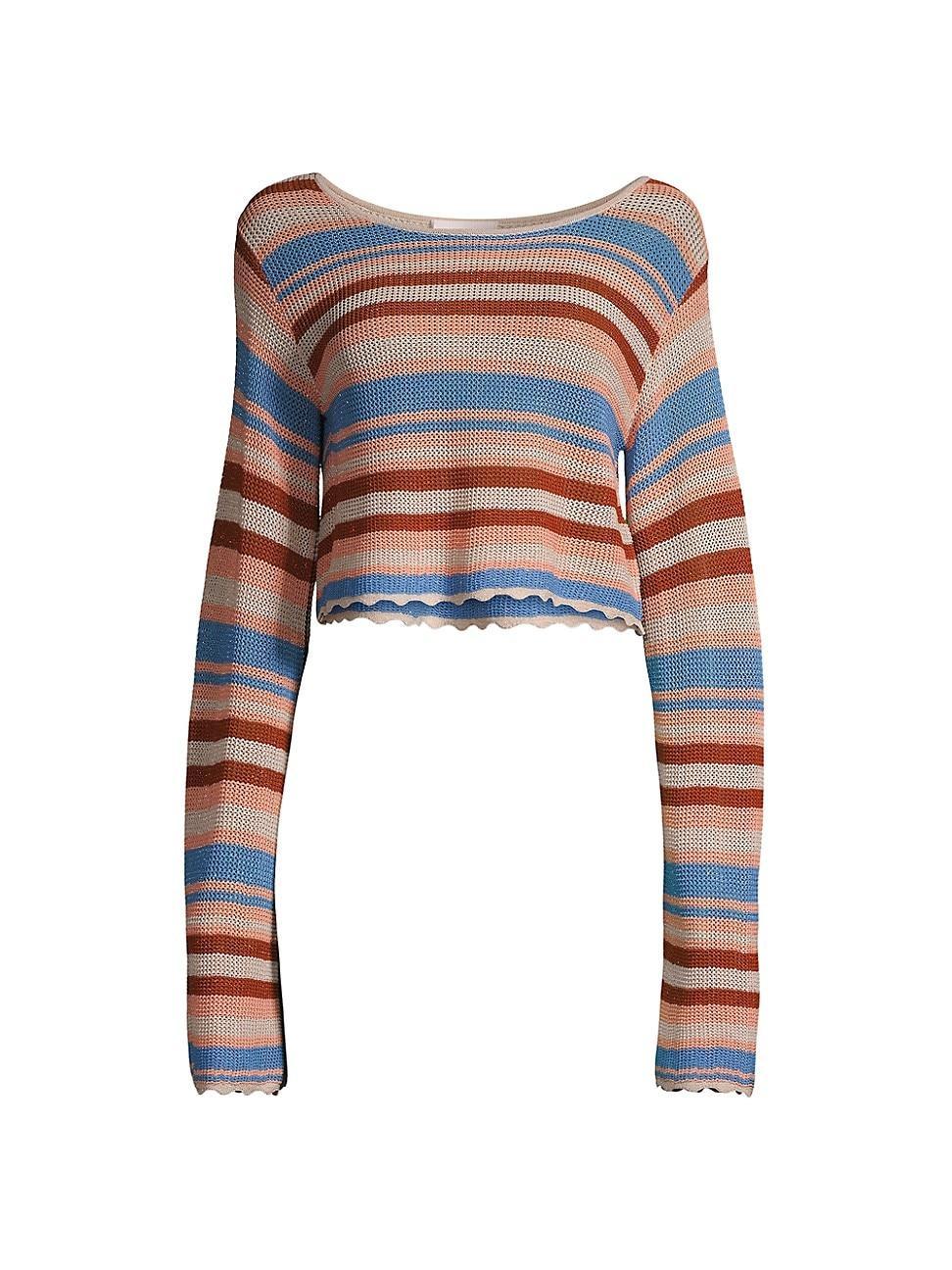 Womens Ari Striped Knit Crop Top Product Image