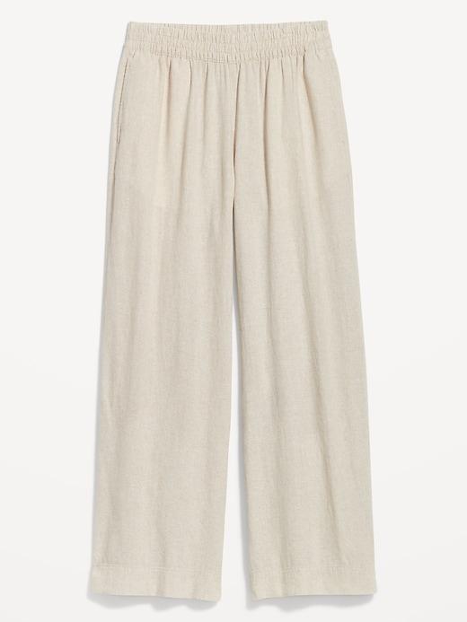 High-Waisted Linen-Blend Wide-Leg Pants Product Image