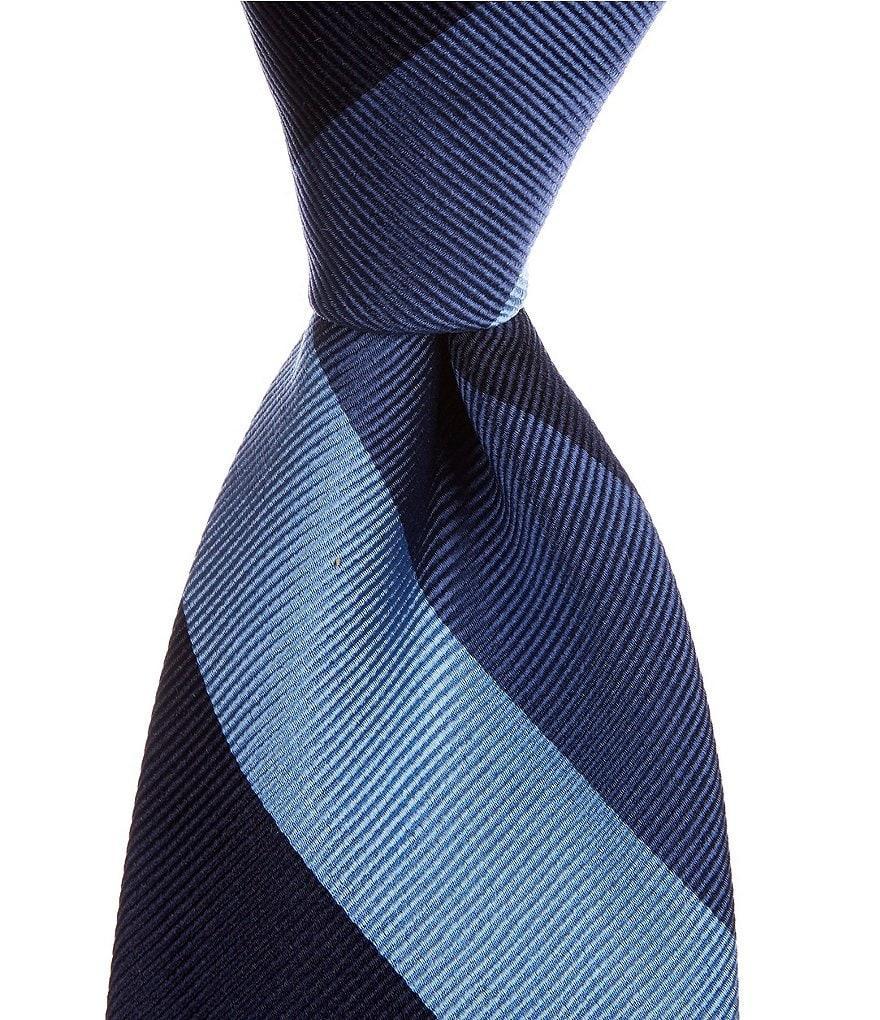 Roundtree & Yorke Chunky-Stripe 3 3/8#double; Woven Silk Tie Product Image