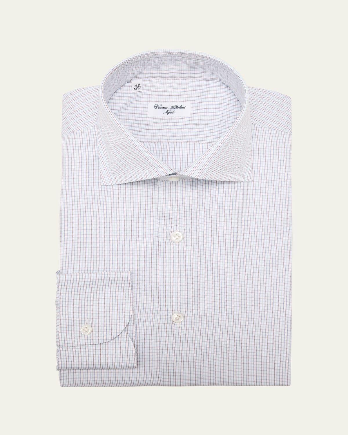 Mens Cotton Graph Check Dress Shirt Product Image