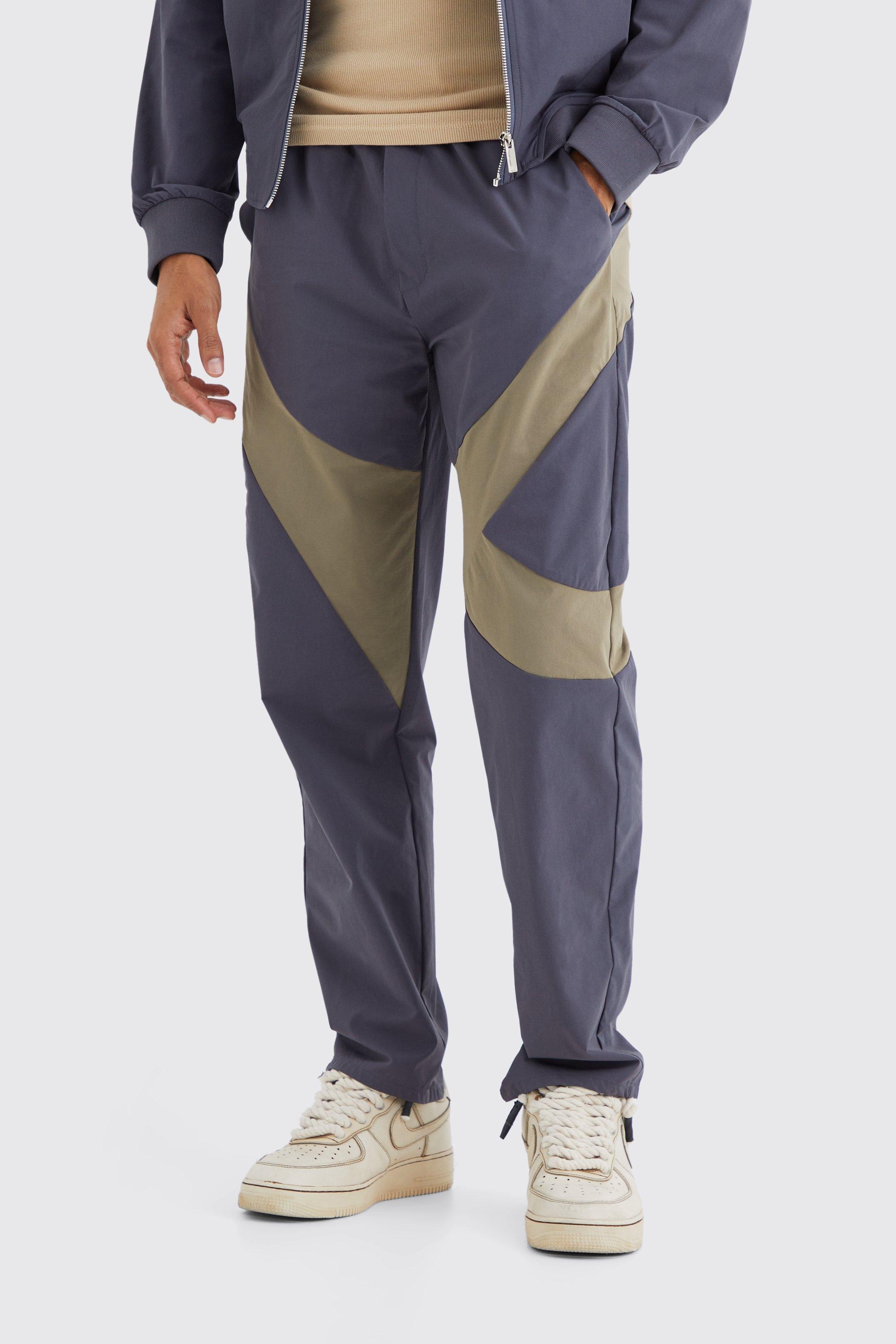 Elasticated Waist Straight Technical Stretch Panel Pants | boohooMAN USA Product Image