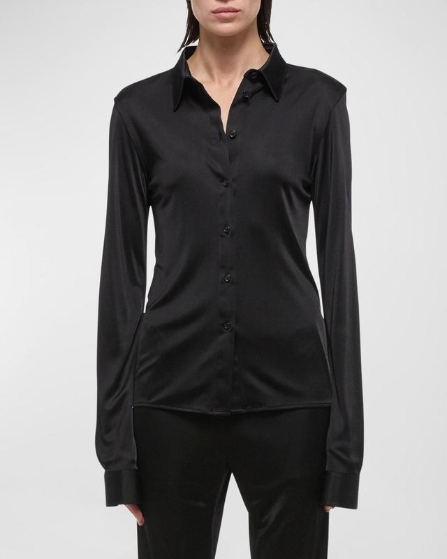 Womens Fluid Long-Sleeve Button-Up Shirt Product Image