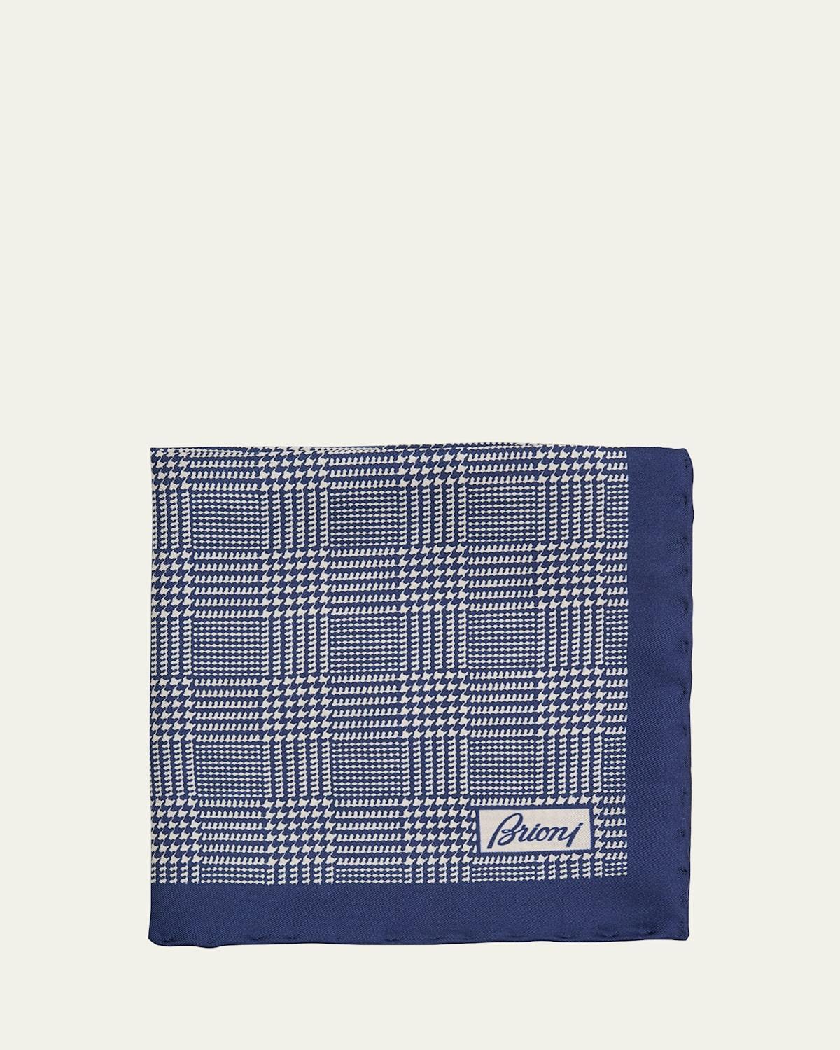 Men's Silk Prince of Wales Check Pocket Square Product Image