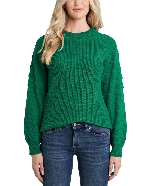 CeCe Womens Crewneck Bobble Detail Long Sleeve Sweater Product Image