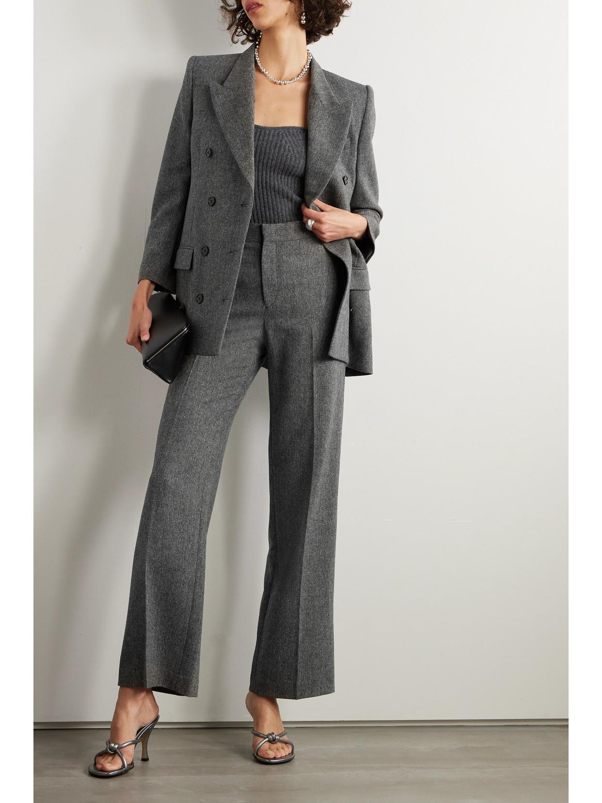 ISABEL MARANT Scarly Herringbone Wool-blend Straight-leg Pants In Gray Product Image