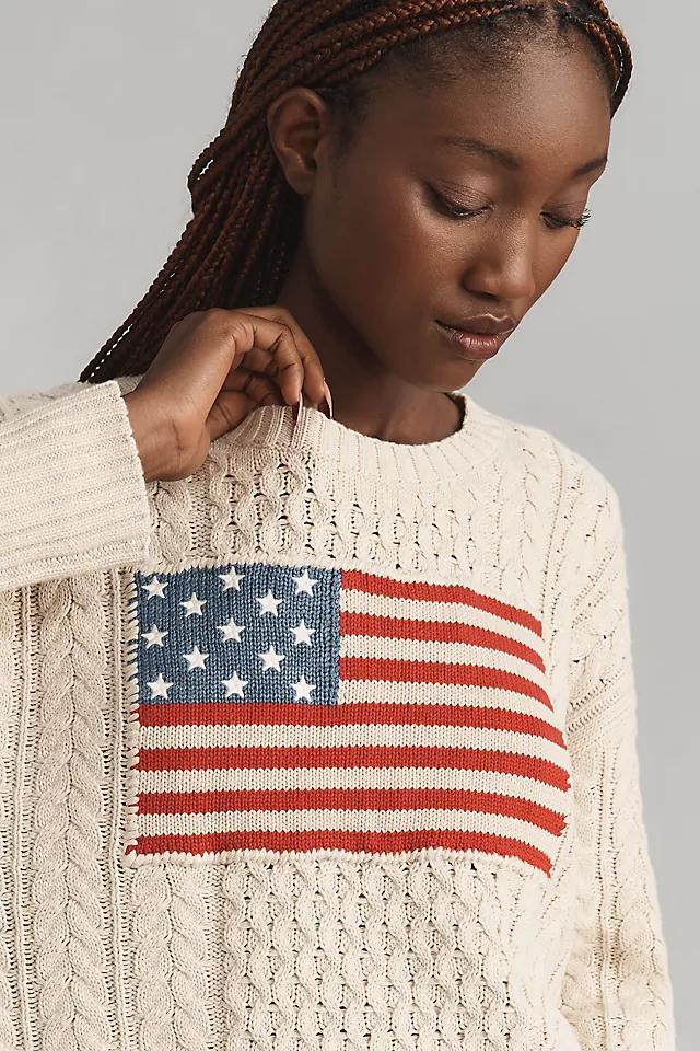 Denimist American Flag Crew-Neck Cable Sweater Product Image