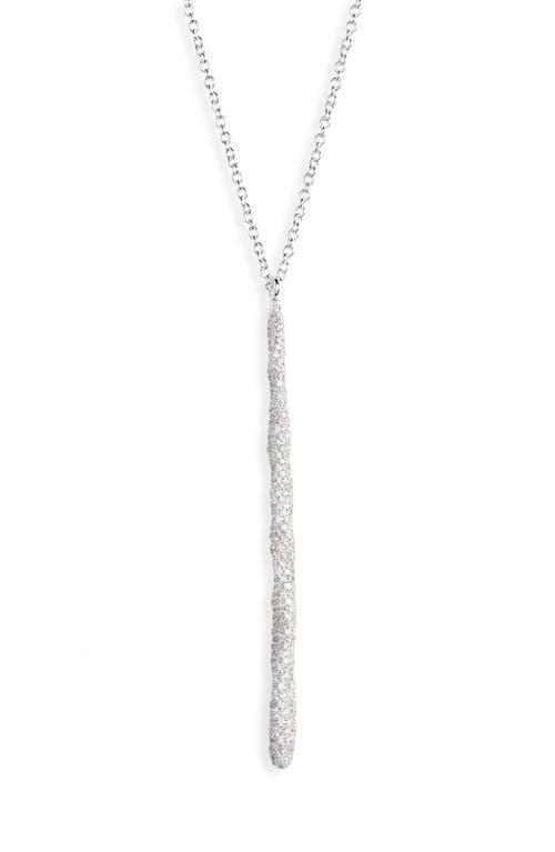 Womens Stardust Long Squiggle Stick Silver & Diamond Pav Necklace Product Image