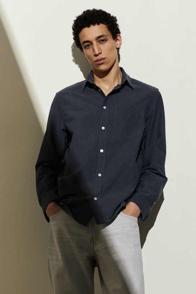 H & M - Regular Fit Oxford Shirt - Blue Product Image