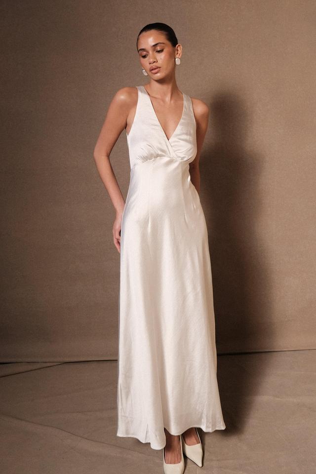 Meghan Satin Maxi Dress - Ivory Product Image