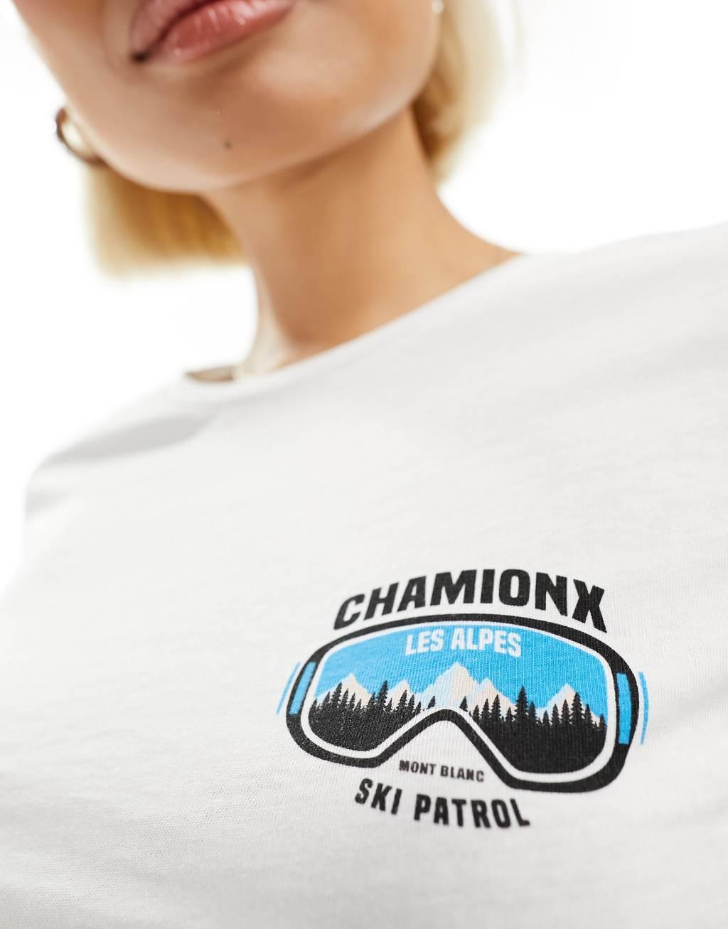 Noisy May crop long sleeve chamonix T-shirt in white Product Image