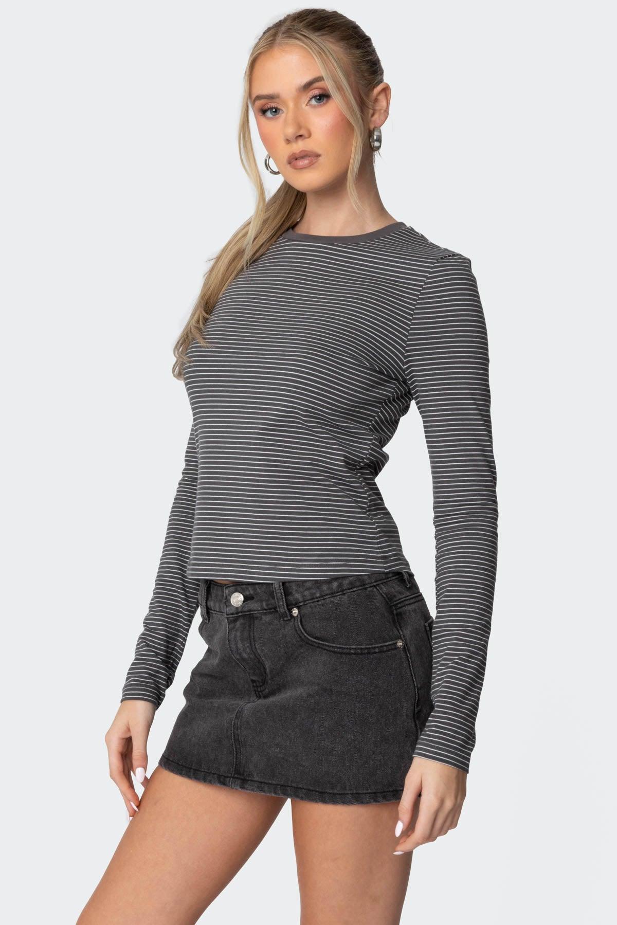 Brianna Striped Long Sleeve T Shirt Product Image