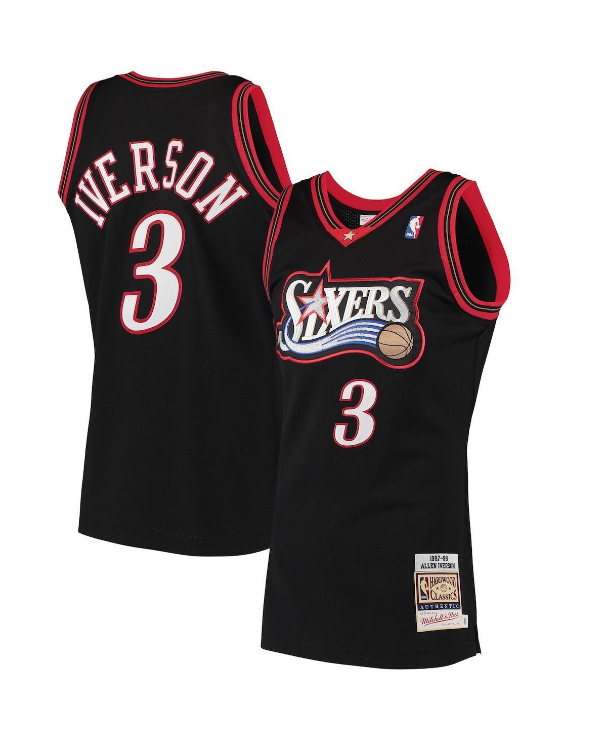 Mens Mitchell & Ness Allen Iverson Black Philadelphia 76ers 1997 Hardwood Classics Authentic Jersey Product Image