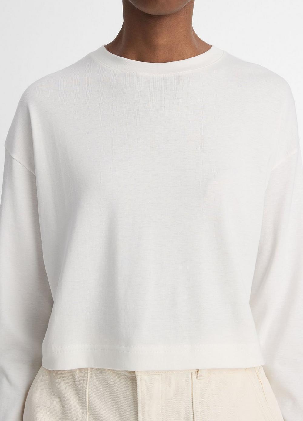 Pima Cotton Long-Sleeve Cropped T-Shirt Product Image