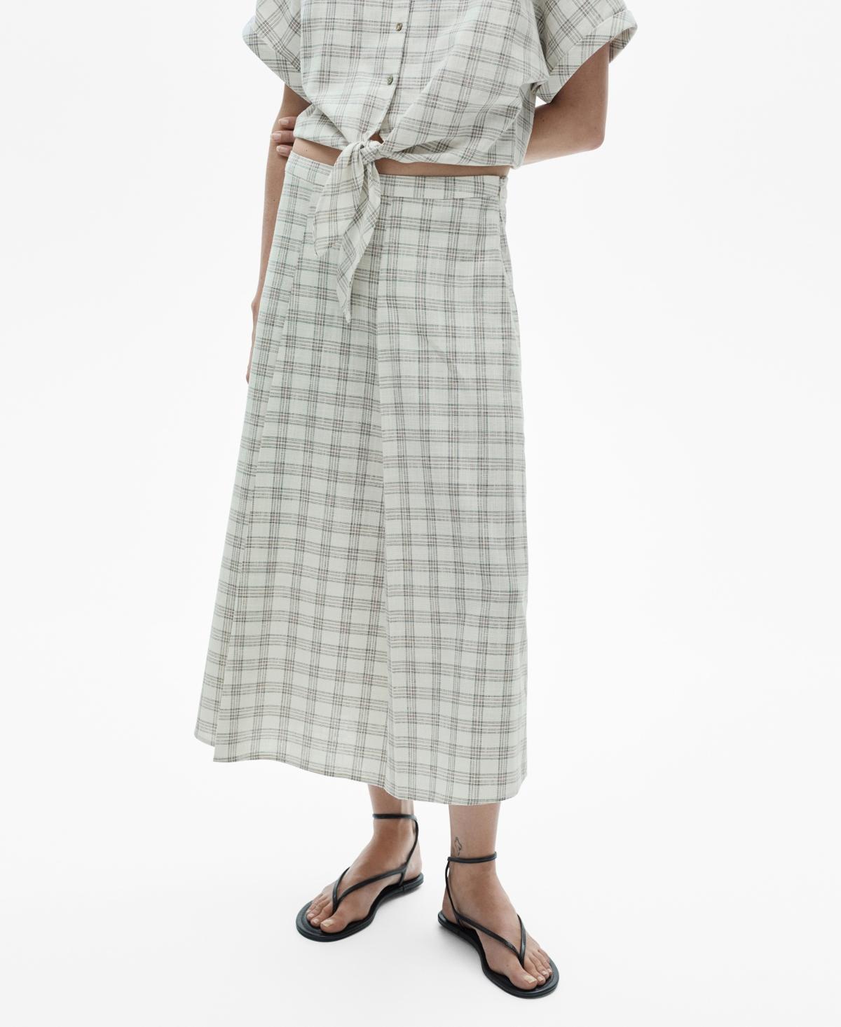 Mango Womens Check Flared Skirt Product Image