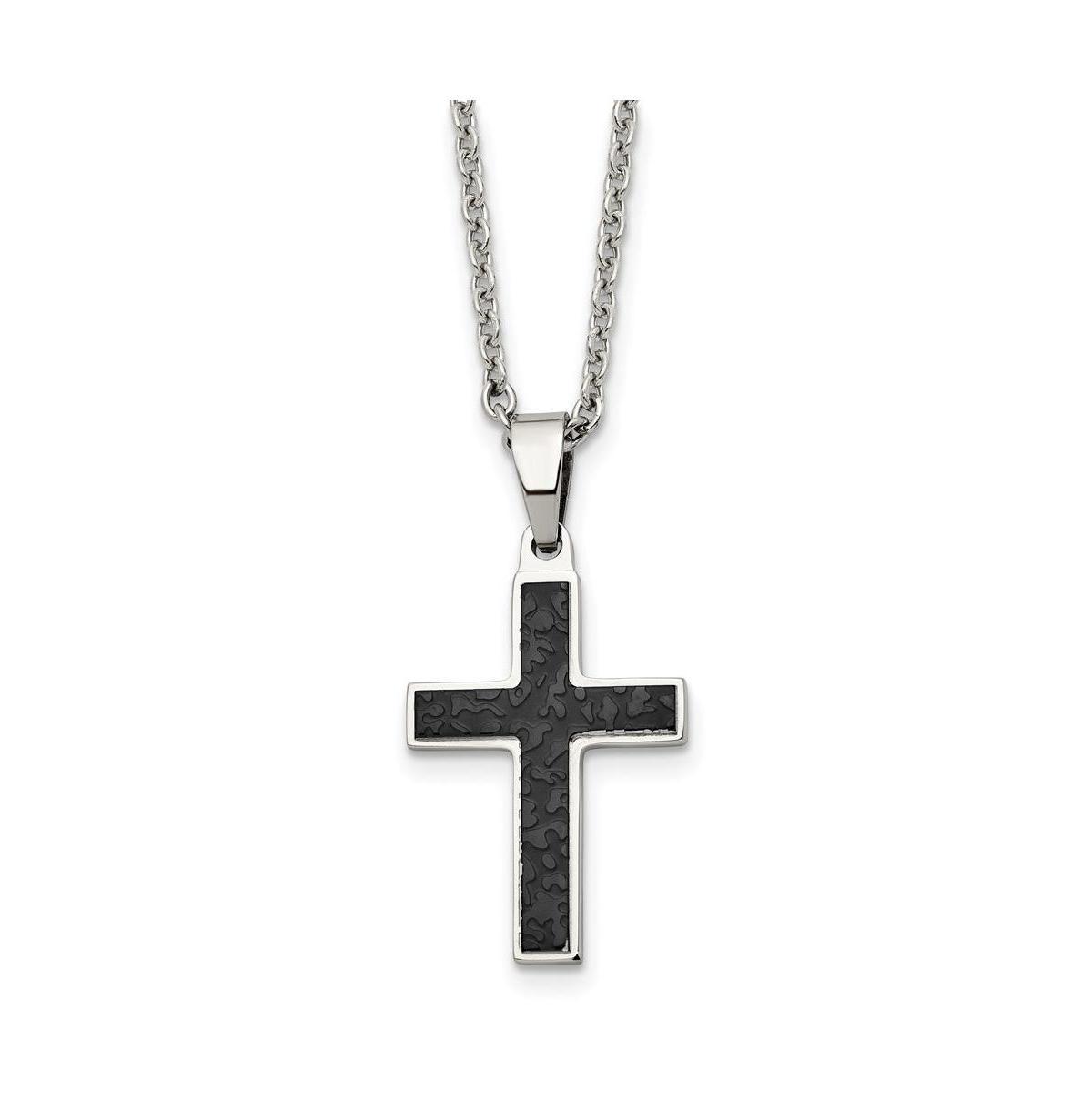 Chisel Polished Black Ip-plated Cross Pendant Cable Chain Necklace Product Image