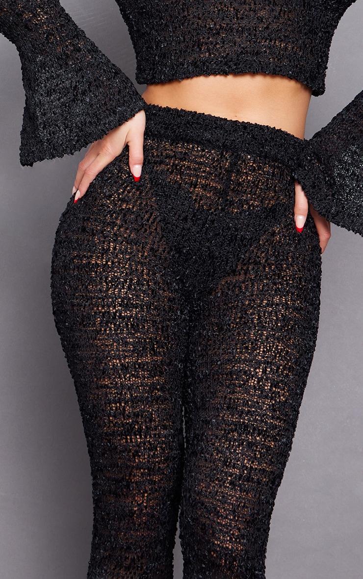  Black Bobble Knit Flared Pants Product Image