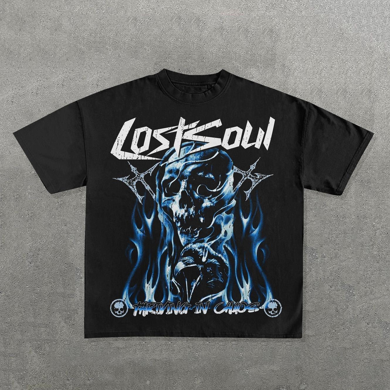 Sopula Lost Soul Skull Print Short Sleeve T-Shirt Product Image