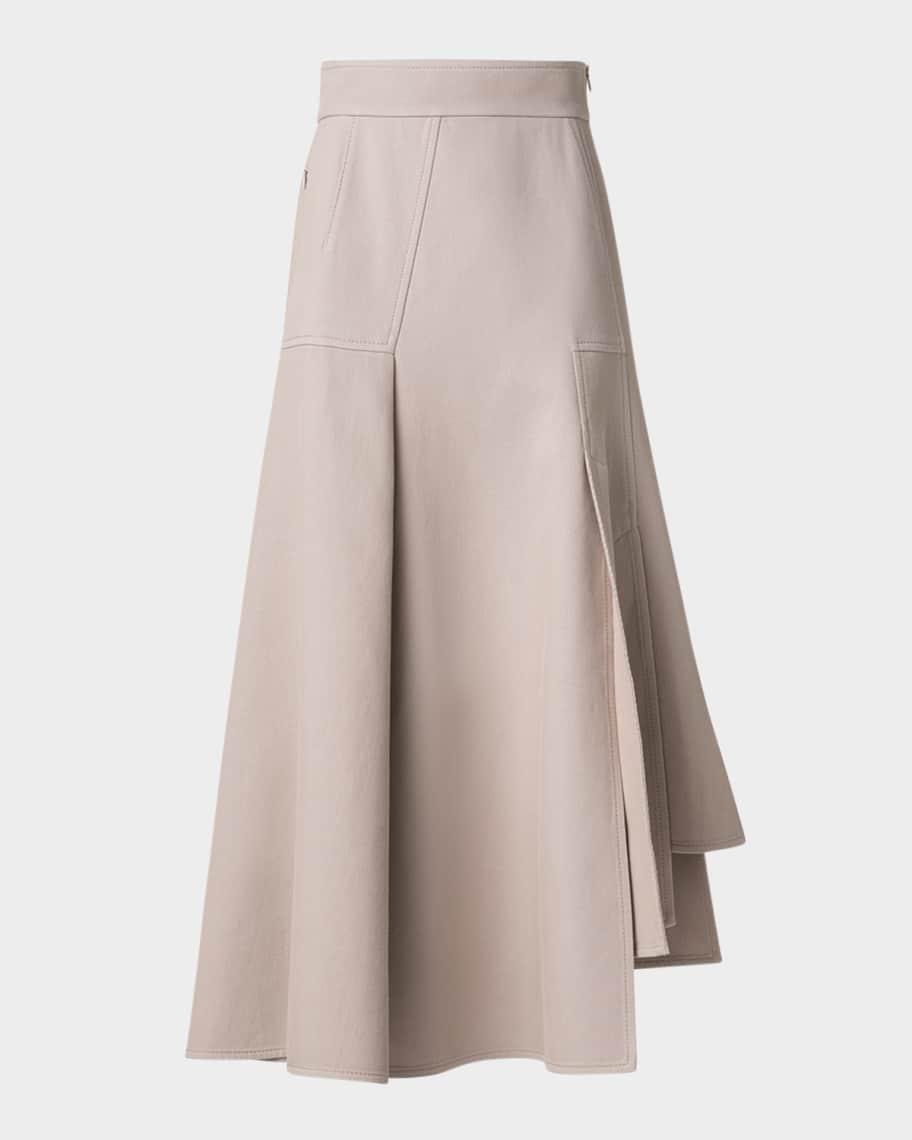 Asymmetric Pleated Cotton Midi Skirt product image