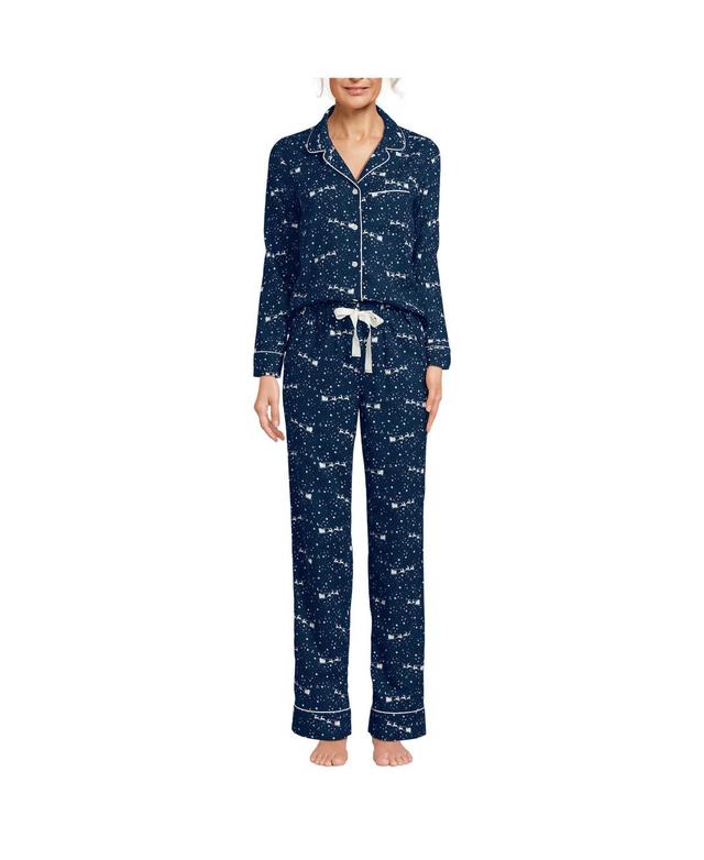 Lands End Womens Drapey Flannel 2 Piece Pajama Set - Top and Pants Product Image