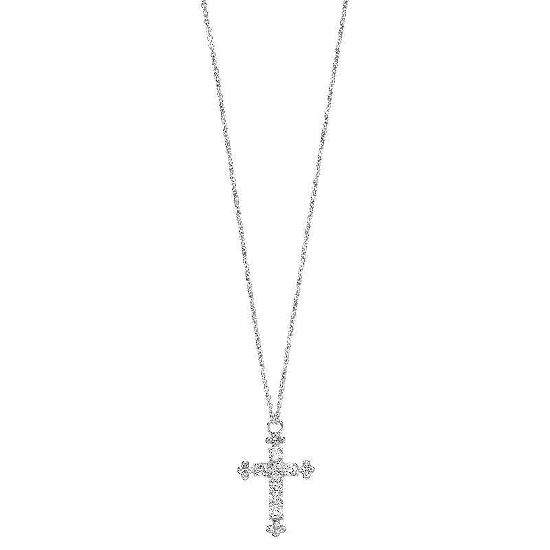 Ava Blue 14k White Gold 1/3 Carat T.W. Diamond Cross Pendant Necklace, Womens Product Image