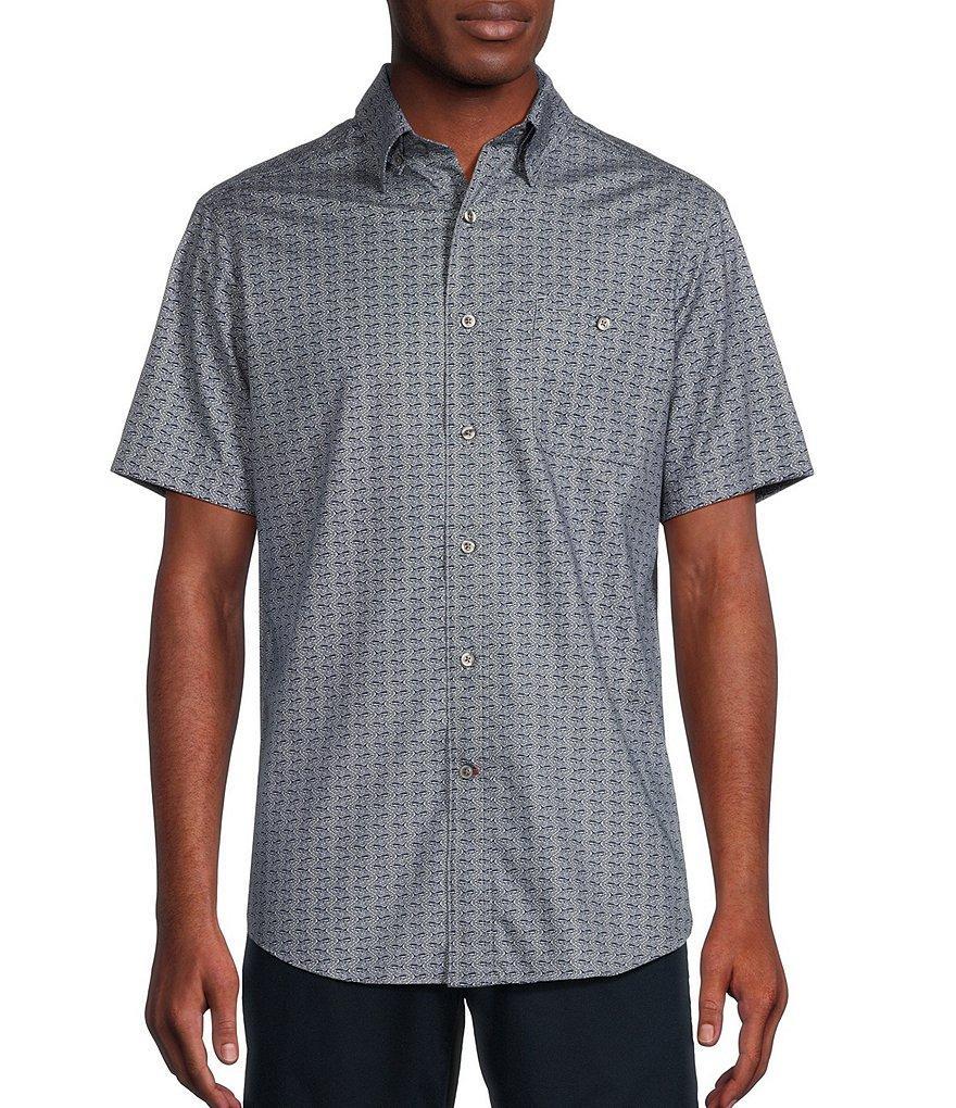 Cremieux Blue Label Performance Stretch Twill Swordfish Print Short Sleeve Woven Shirt Product Image