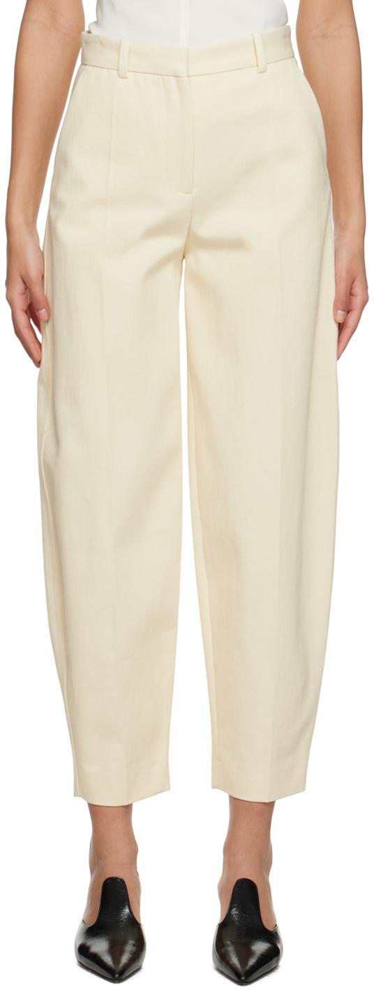 Beige Barrel-leg Trousers In 120 Ecru Product Image