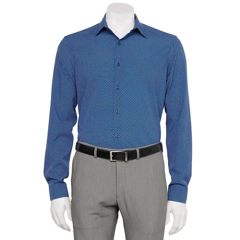 Mens Apt. 9 Slim-Fit Performance Wrinkle Resistant Dress Shirt Hatchwork Blue Product Image