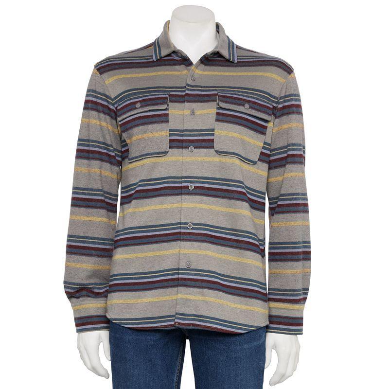 Mens Caliville Stretch Striped Flannel Shirt Green Stripe Product Image