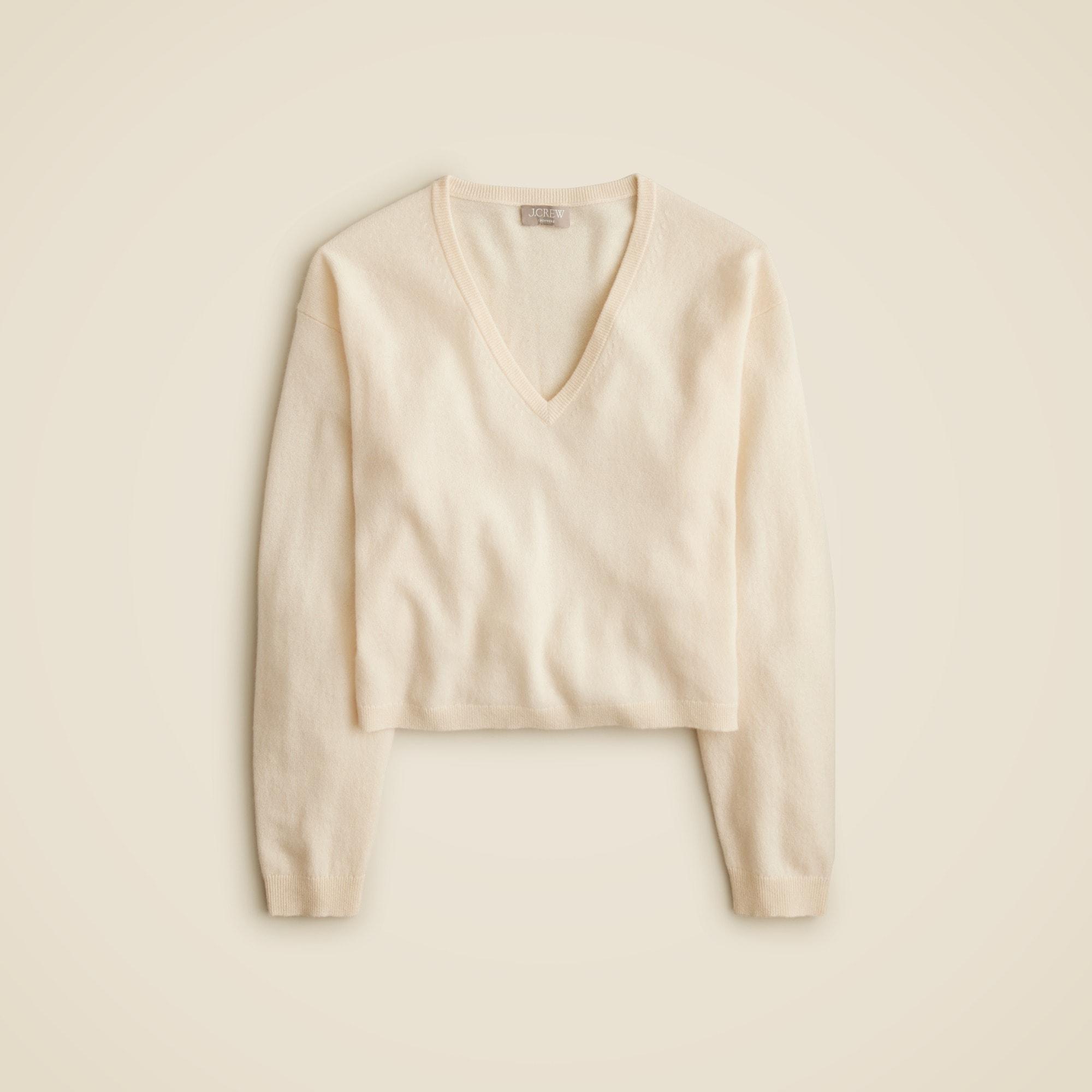 Cashmere relaxed cropped V-neck sweater Product Image